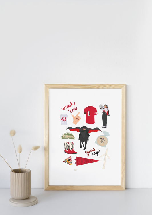 Lubbock, Texas University Print